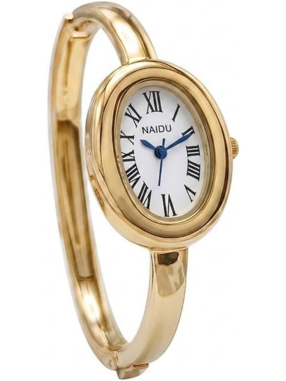 Chic Women's Gold Bangle Watch with Oval Dial - Elegant Timepiece Accessory